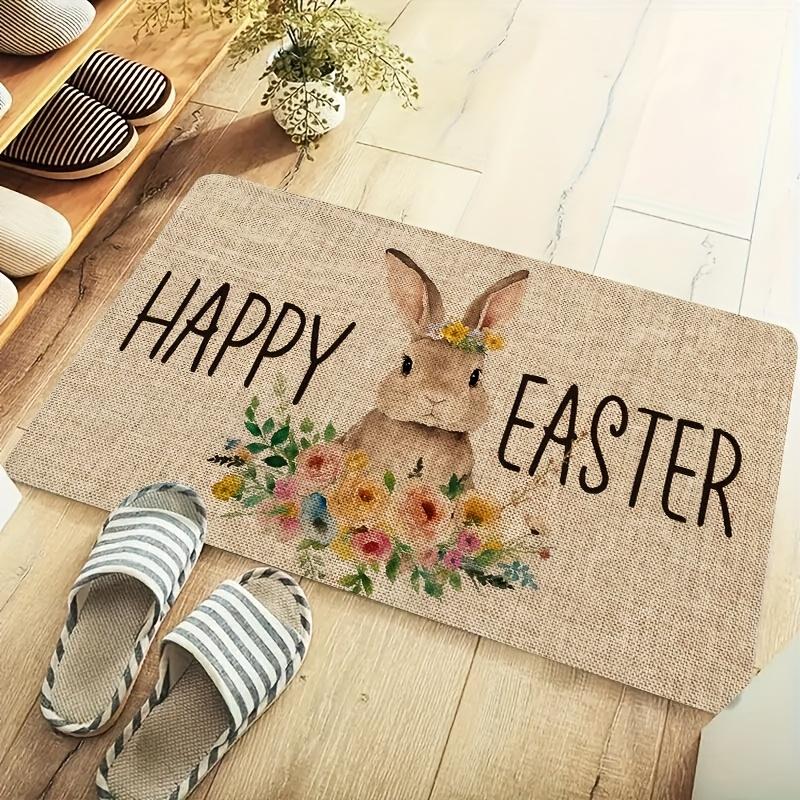 

VIKAMA Adorable Bunny Easter Welcome Doormat Indoor/Outdoor Entrance Rug Soft and Comfortable Bedroom Mat Home Decor 40x60cm 16x24inch