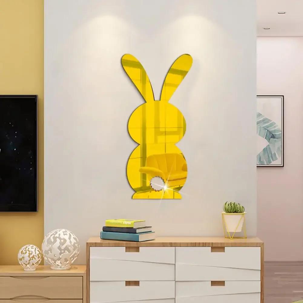 Atraktivní Umělecké DIY Zrcadlo Králičí TvarObkladové Samolepky pro Mateřskou Školu DIY Zrcadlové Obkladové Samolepky Domácí Dekorace Samolepka na Zeď Koupelna