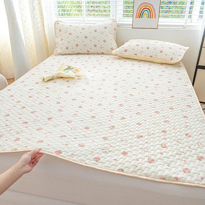 Ice silk mat cool mattress protective cover 3-piece set machine washable cool air conditioner seat