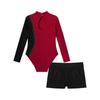 Kids Girls Stylish Clothing Set for Skating Training Wear Outfits Long Sleeve Contrast Color Leotards and Shorts