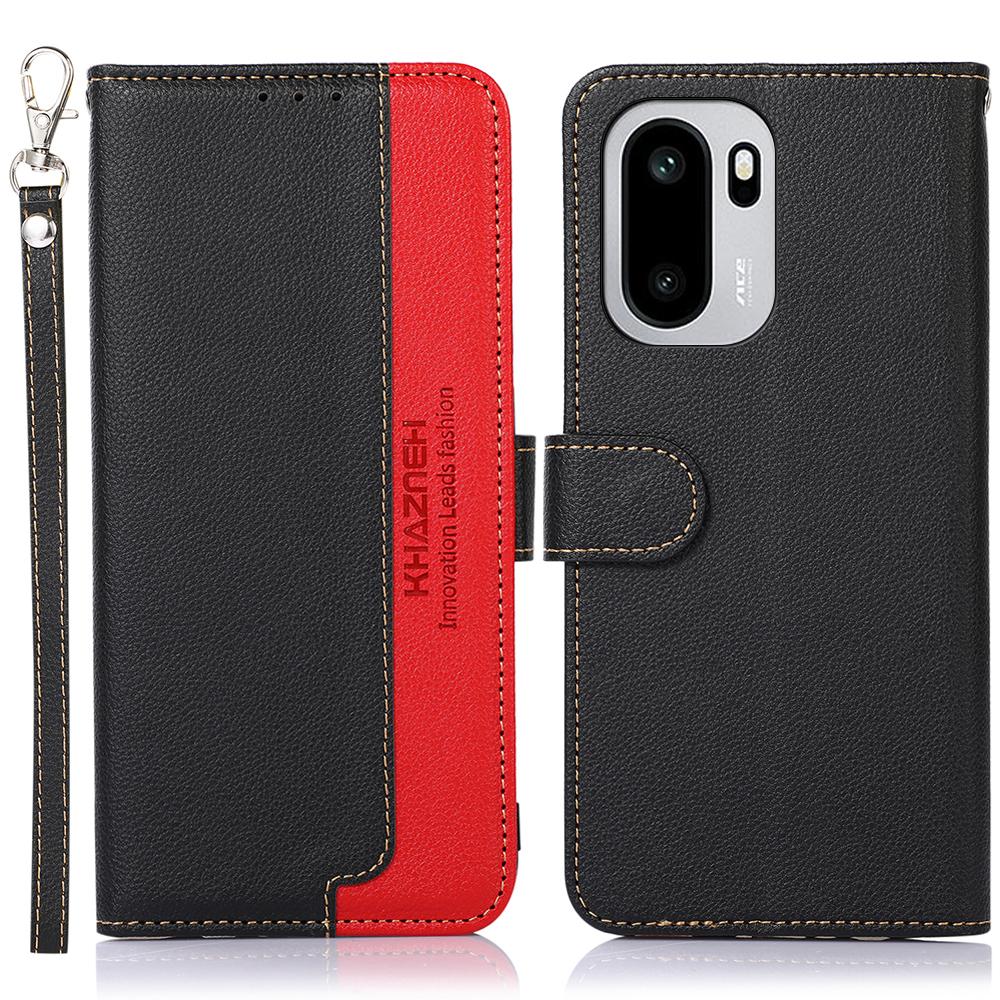 KHAZNEH For OnePlus 15R 5G Case RFID Blocking Wallet Litchi Texture PU Leather Phone Cover with Strap