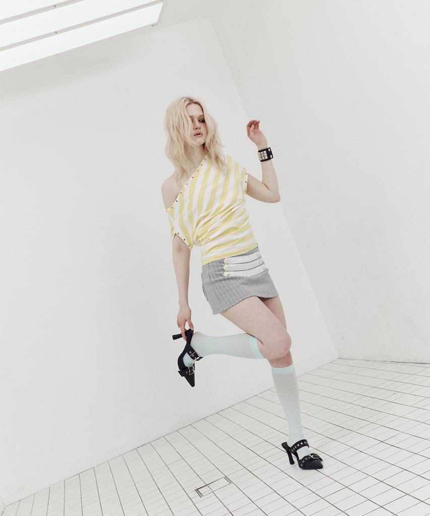 Setup Exe Stripe Napoleon Skirt Pants / Gray