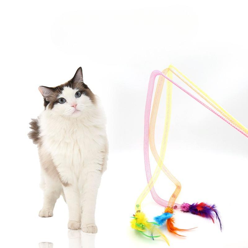 Elastic Net Tube Cat Player, Feather Cat Interactive Toy, Little Snake Cat Player, Sound-making Cat Pet Supplies