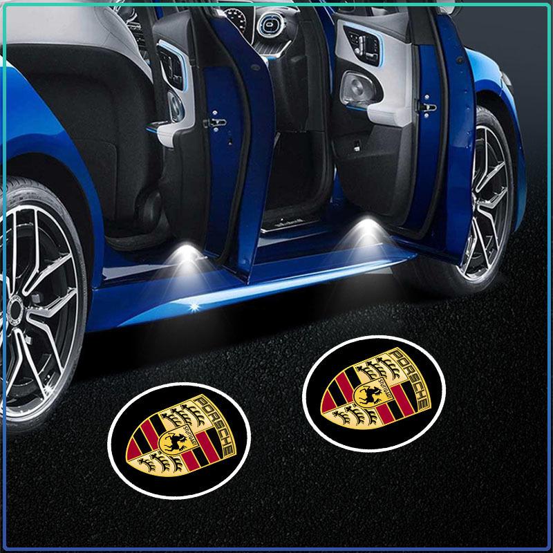 Bezdrátová LED světla s logem na dveře auta Projektor stínového ducha Vítejte Schůdková lampa Pro Porsche Cayenne Panamera Macan Boxster 911 Carrera-GT 944 918 917