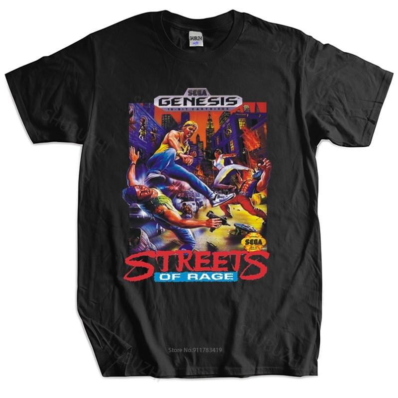 

Cotton Tshirt Men Crew Neck Tops Streets of Rage Sega Genesis Box Art T Shirt Men O-neck Teeshirt euro size drop shipping 3XL чорний