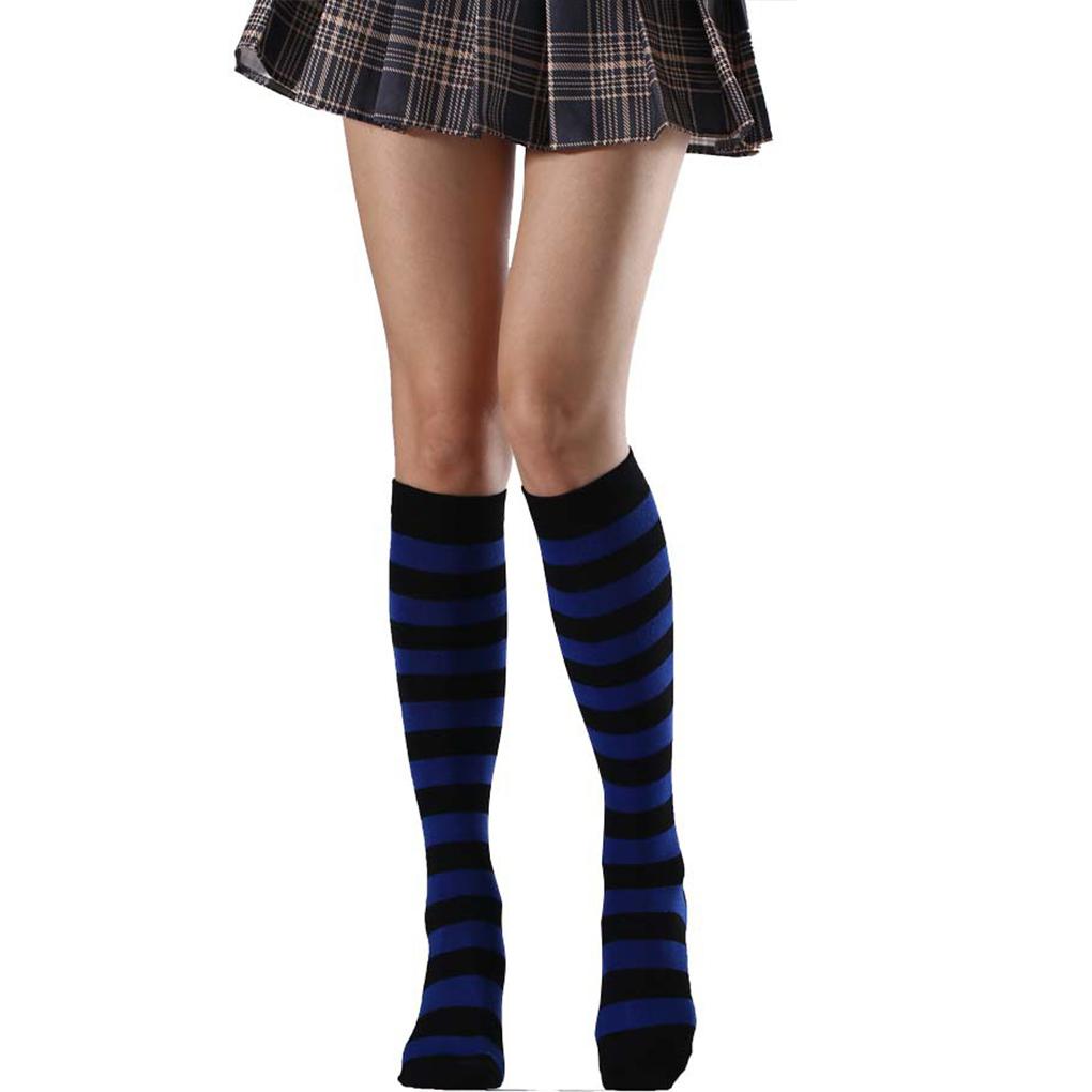 1 Pair Striped Valentine's Day Knee-high Rainbow Socks Breathability Unique Warm Non Slip Hose Stockings for Party Costume