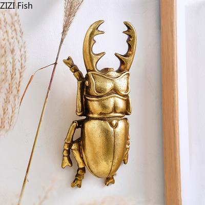 Golden Antlers Beetles Wall Hanging Ornaments Living Room Decoration Wall Background Display Insect Wall-mounted Decorations