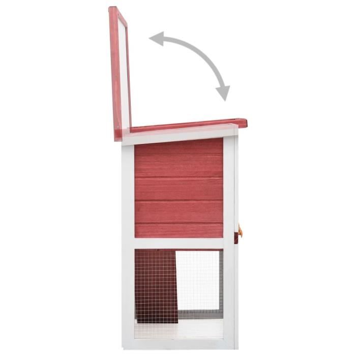 Clapier d'extérieur - vidaXL - Rouge - Bois - 90x45x80 cm - Pour lapins