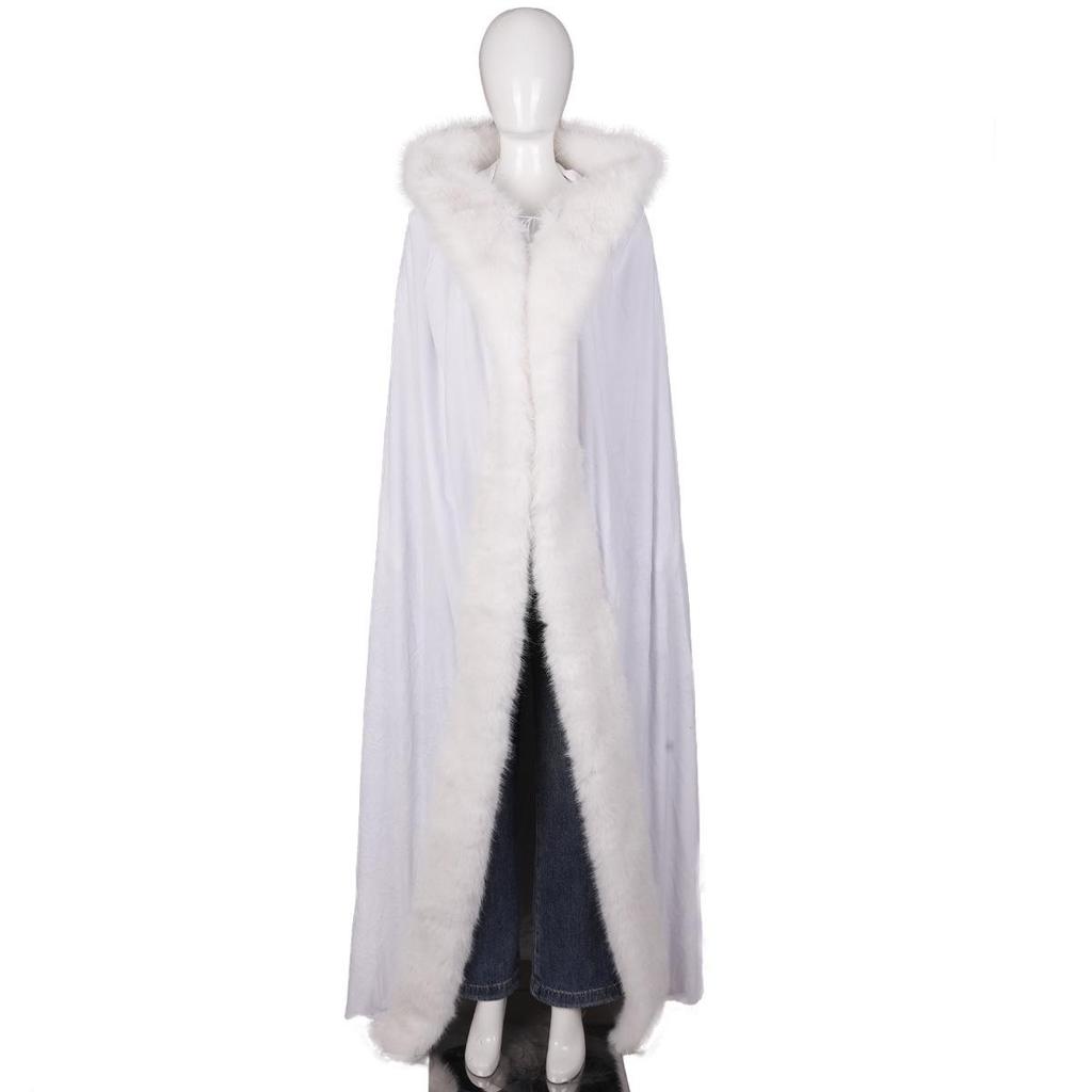 Women's Calf-Length Hooded Fleece Cape - Warm Winter Christmas Princess Coat