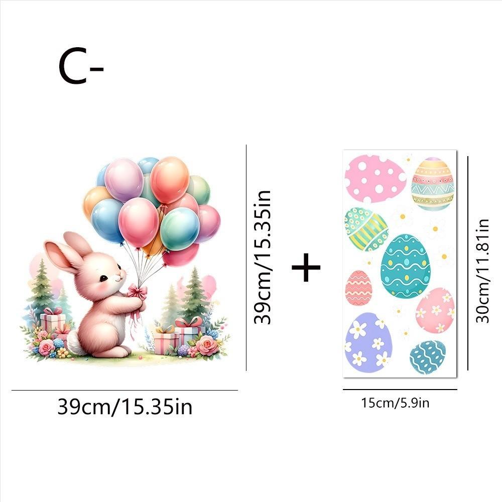 Self-Adhesive Flower Rabbit Sticker Easter Festival Party Sticker New Wall Decal  Glass Decoration