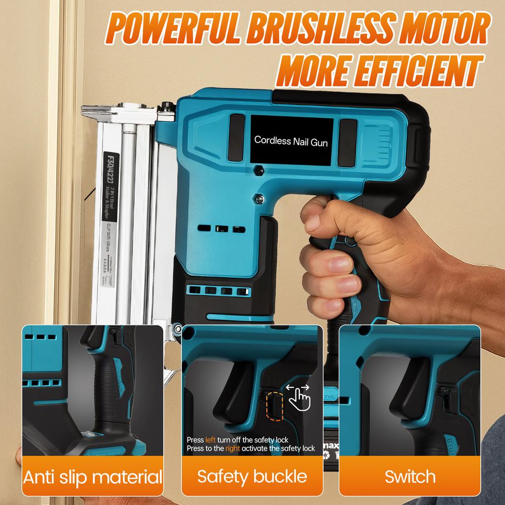2000W 2-In-1 Cordless Portable Electric Nail Gun Handheld Electric Nailer Stapler Woodworking Repair Machine