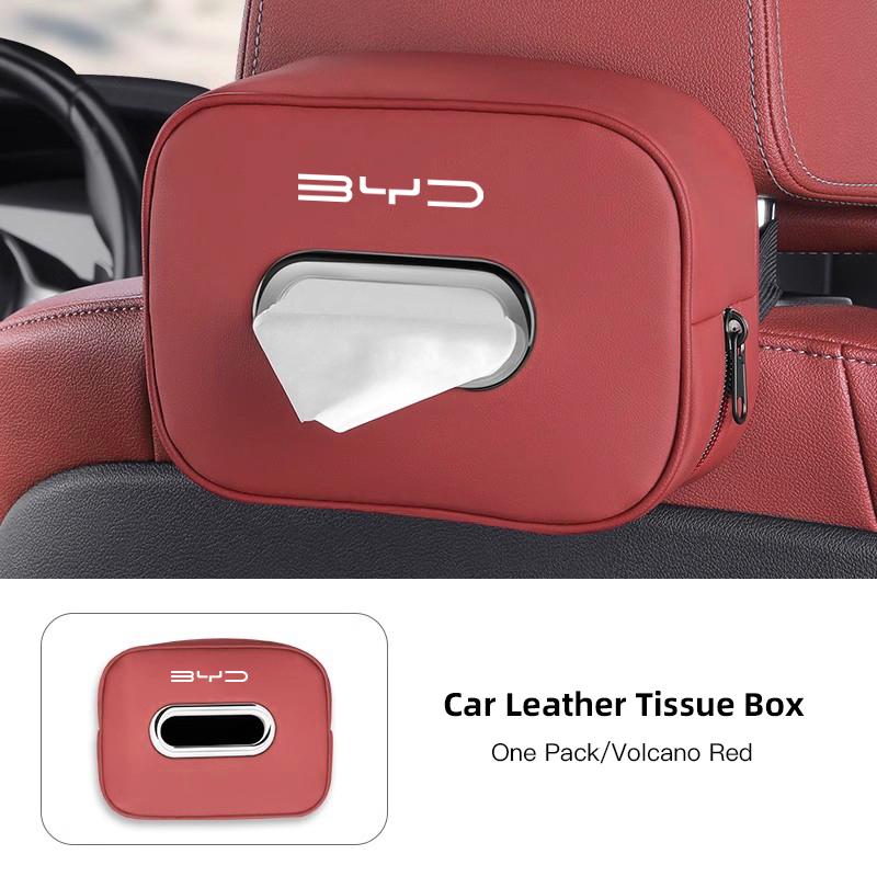 Car Tissue Box Car Interior Accessories For BYD Atto E6 Tang F3 Song F3R Qing Yuan I3 S7 Leather Tissue Storage Bag Kleenex Case