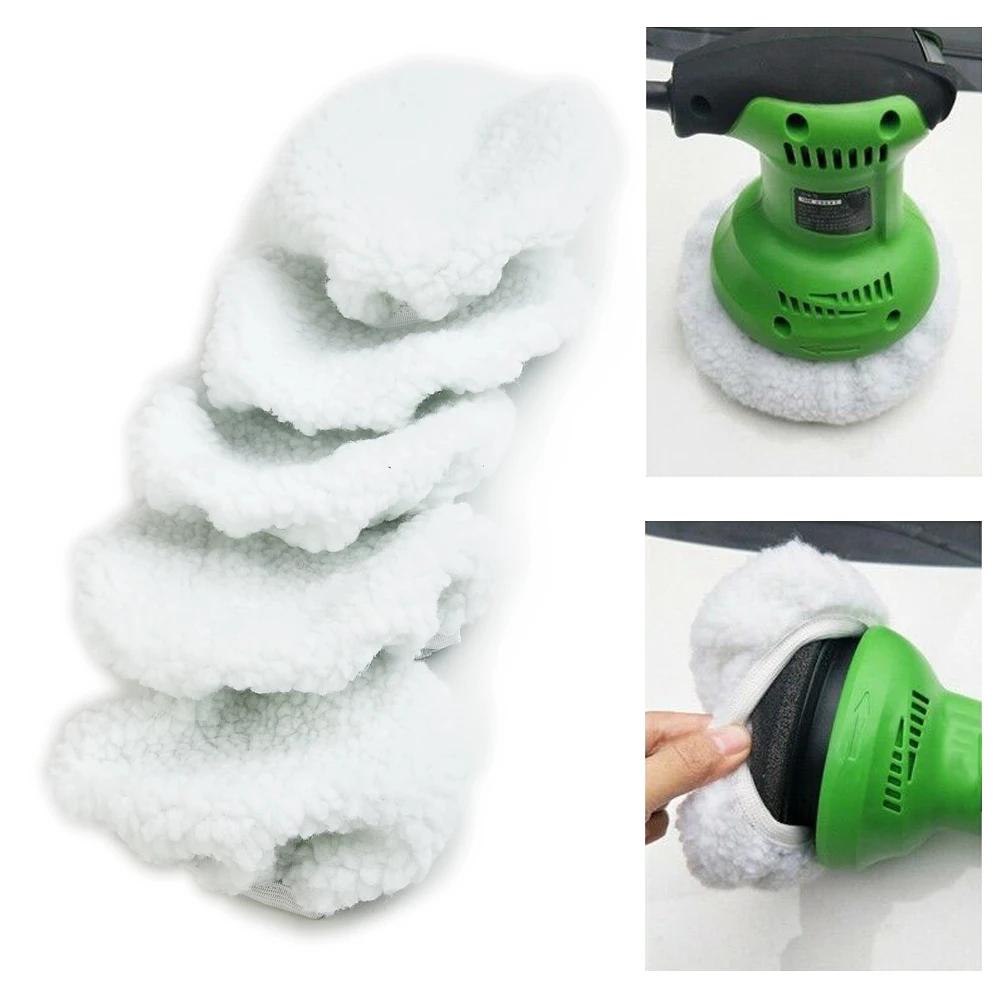 5Pcs 5-6inch Polishing Bonnet Buffer Pad Sets Soft Wool Pad For Boat Car Polish Buffer Drill Wheel Polishing Removes Scratch Mat