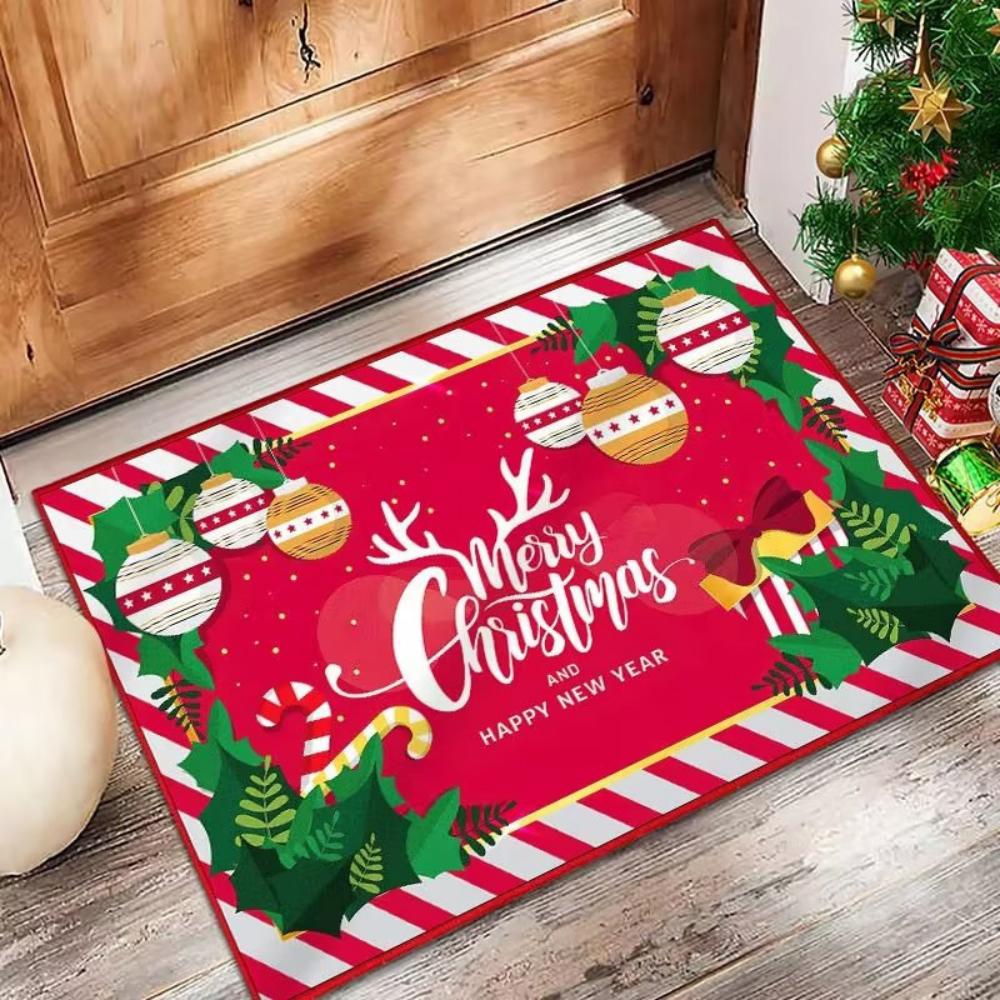 Festive Snowman Reindeer Christmas Doormat Non Slip Entryway Rug for Living Room Bedroom Indoor Outdoor Holiday Floor Mat Decor