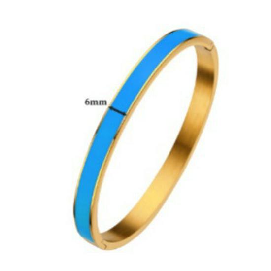 Kvinners 4 mm Gull Emalje Titanstål Armbånd med Spenne