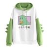 Fashion Women Casual Hoodie Print Long Sleeve Kawaii Dinosaur Sweatshirt Tops