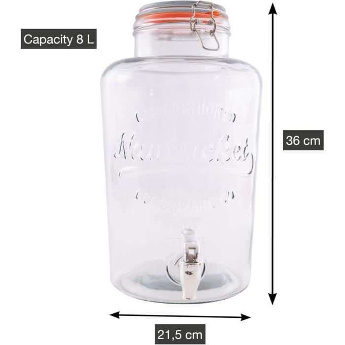 Distributeur de boisson - point-virgule - verre avec robinet - 8l - pour cocktails et thé glacé