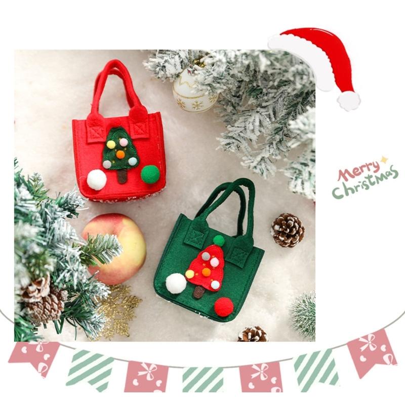 Felt Christmas Storage Bag Portable Handheld Design Organizer For Holiday Apples Gifts And Home Decoration