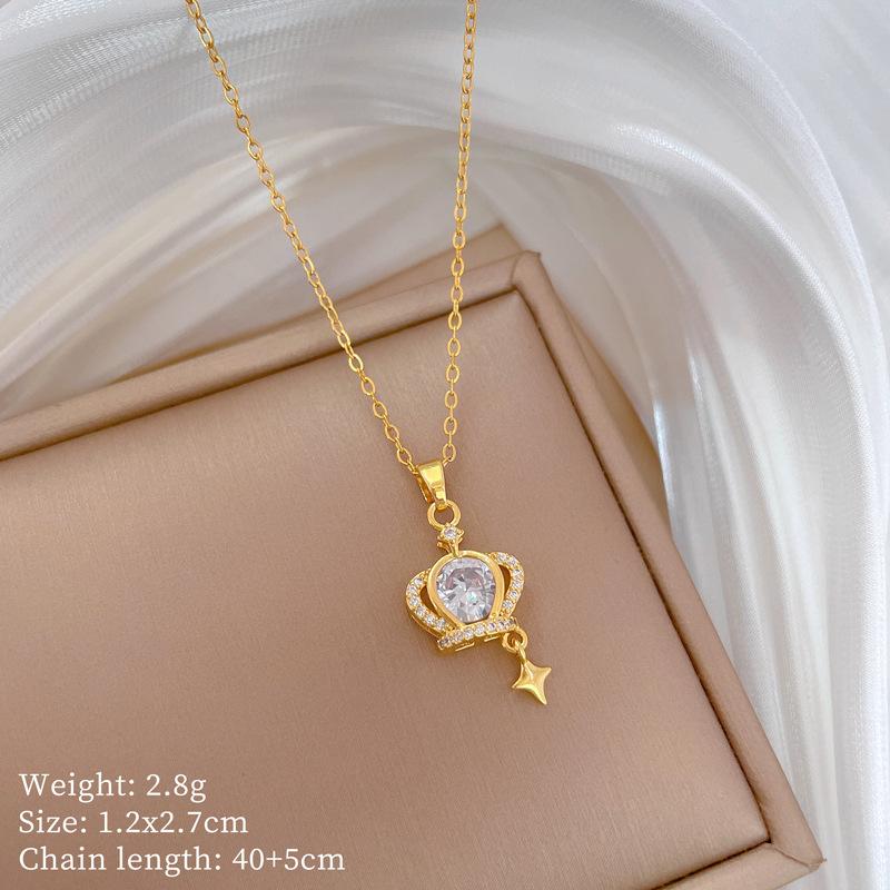 Mickey Head Heavy Industry Necklace Women'S Copper Micro-Inlaid Real Gold Electroplating Delicate Clavicle Chain Neck Chain