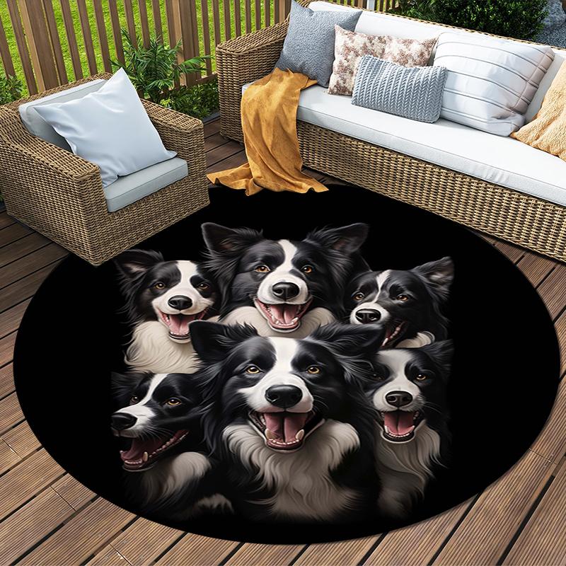 Dogs Round Area Rug,Carpet Rug for Living Room Bedroom Sofa Playroom Decor,Non-slip Floor Mat