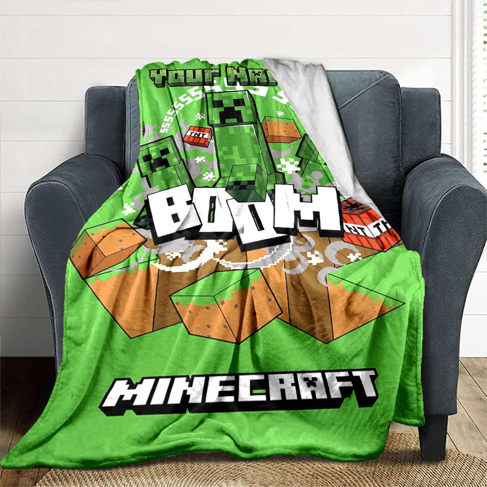 Minecraft Customize Text Blanket Cozy Customizable Blanket Ultra-Soft Perfect for Office Chair Sofa Chair Seaside Four Seasons Universal
