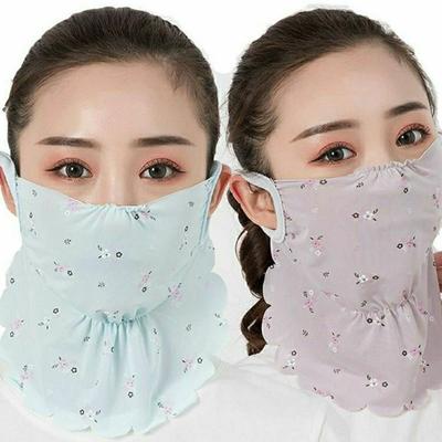 Breathable Sunscreen Mask Flower Pattern Sunscreen Veil New Ice Silk Mask