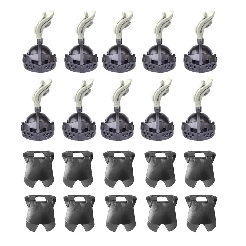 MOC Medieval Military Building Blocks Weapon Figure Accessories Shoulder Armour Helmet Bow Cape Hat Sword Brick Toy Gift X038