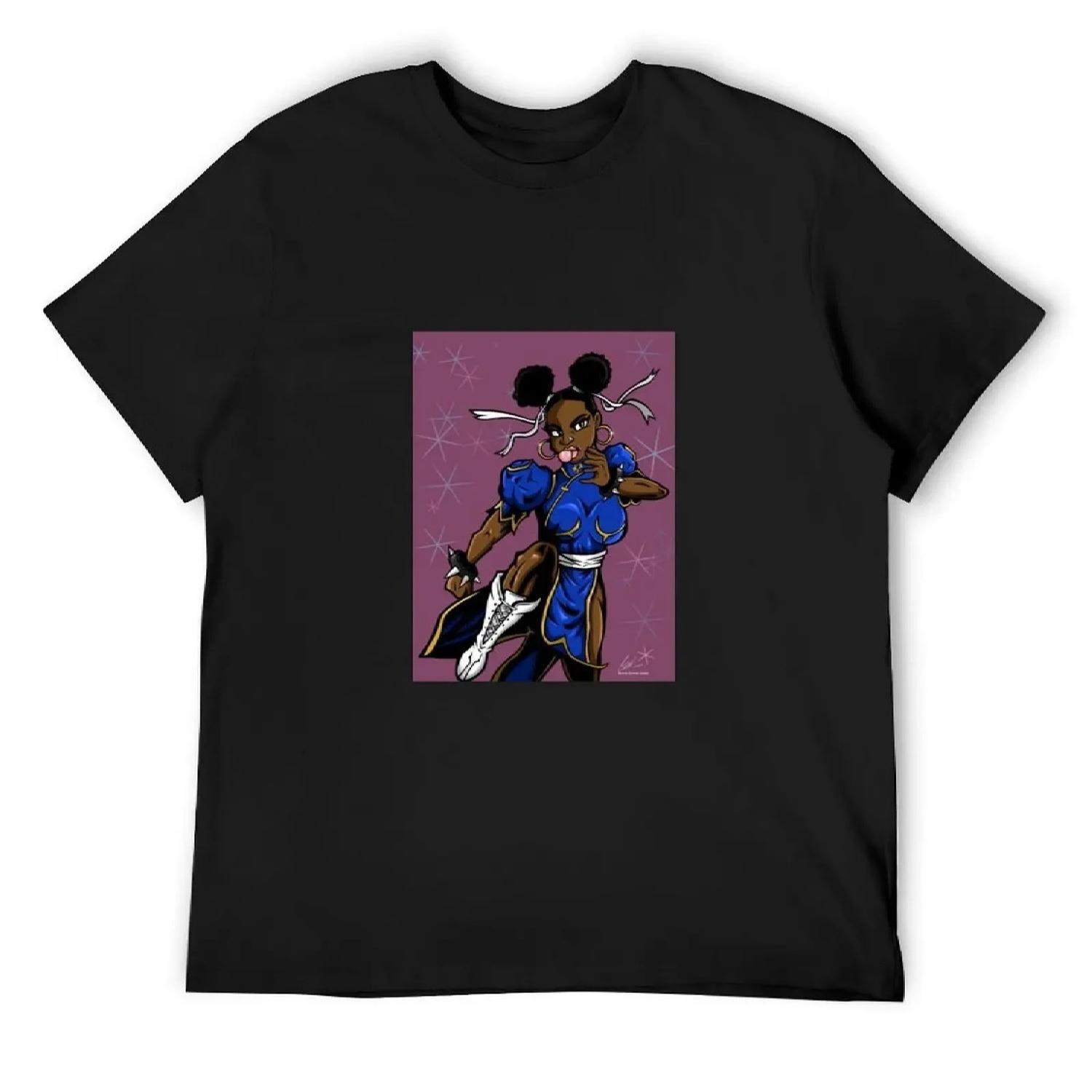 

Черная футболка Chun Li sublime blue archive оверсайз винтажная одежда мужская одежда S чёрный