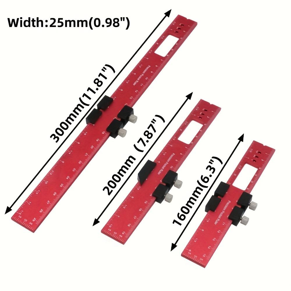 Woodworking Precision Pocket Ruler Aluminum Slide Ruler Inch and Metric T-Scribe Ruler Square Layout Tool with Slide Stop