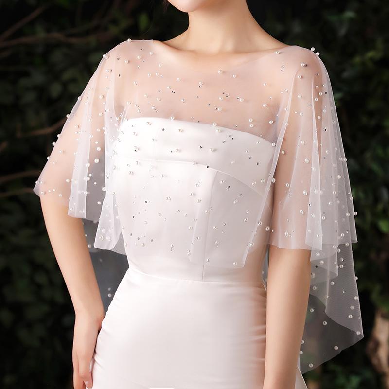 Bridal Shawl: Handmade Pearl Cape for Wedding Photos and Events