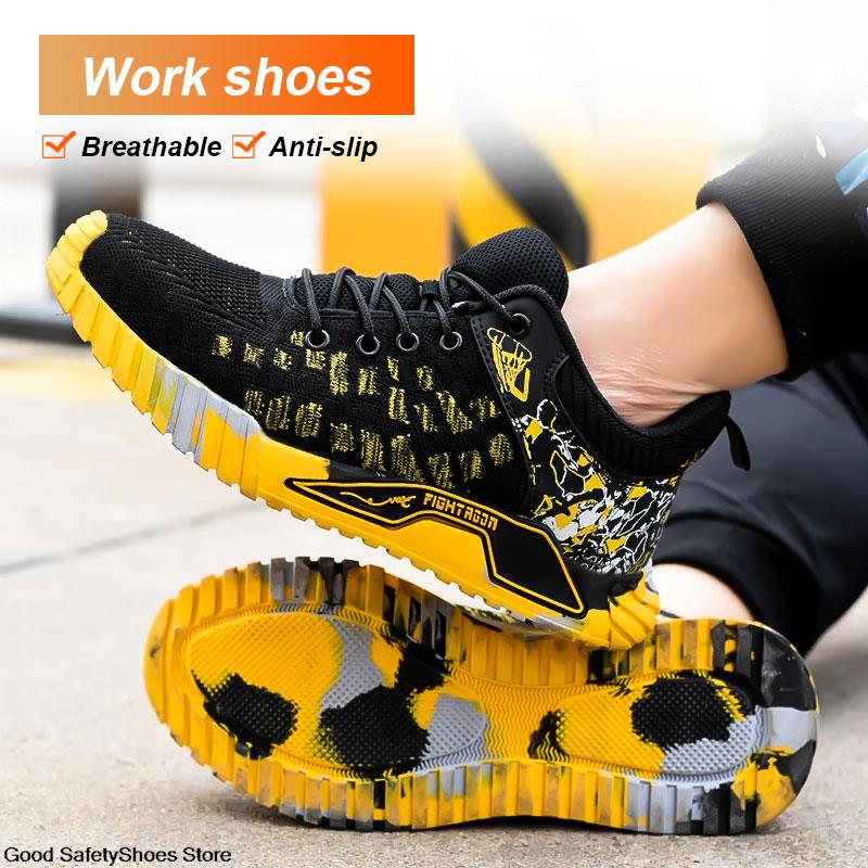 Steel Toe Work Shoes Safety Boots Anti-smashing Safety Shoes Men Footwear Construction Breathable Sneakers Work Boots Shoes Male