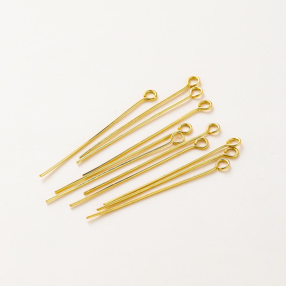 100pcs/lot 16 18 26 30 mm 14K 18K Gold Eye head Pins Eye Beads Crafs Charm Headpin For DIY Jewelry Making Supplies Accessories
