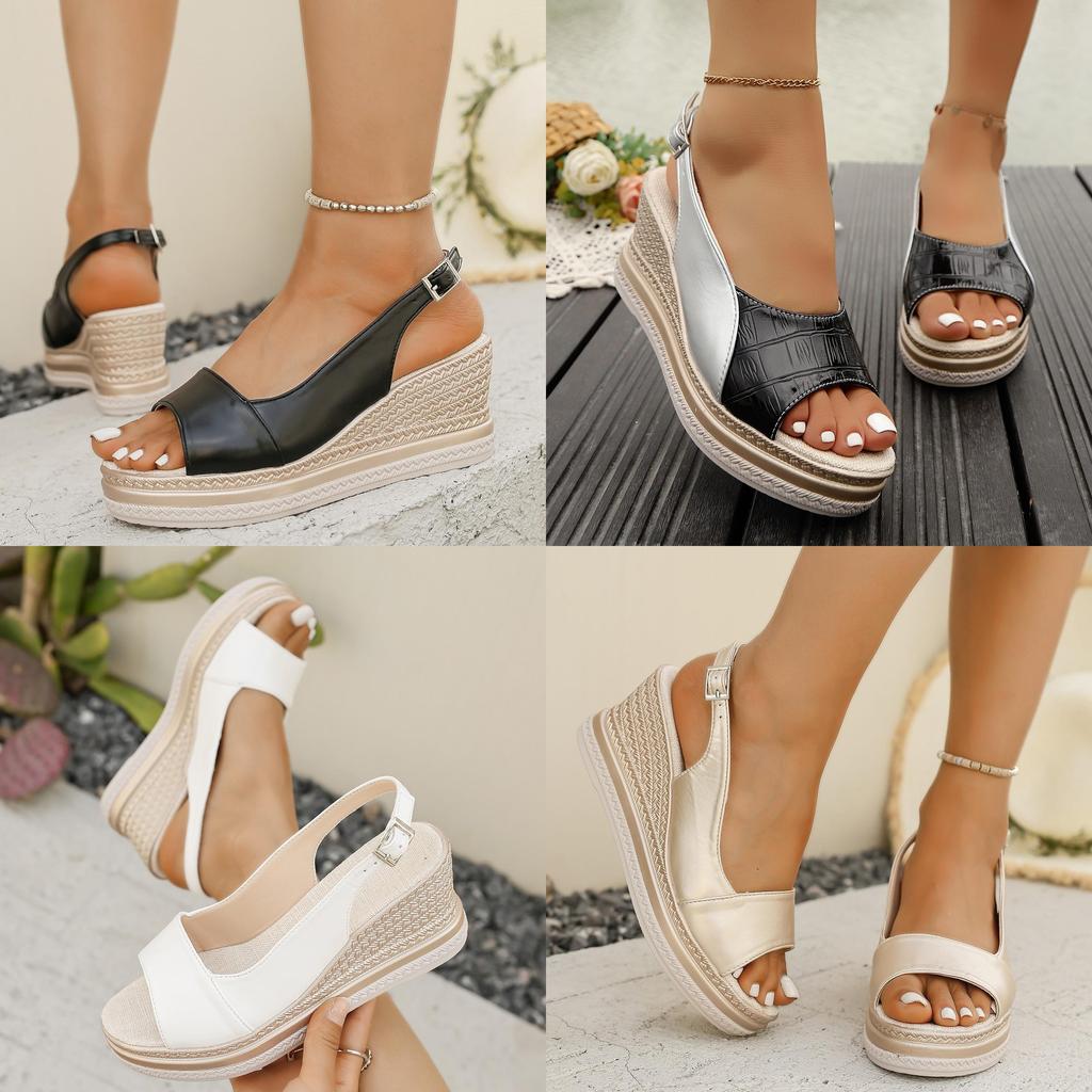 Summer Womens Platform Sandals With Pu Upper And Ankle Strap For Casual Beachwear