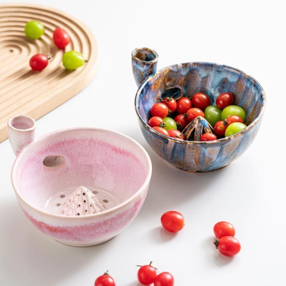 Self-Spinning Automatic Fruit Washer Bowl Ceramic Fruit Cleaning Bowl Vegetable Washer