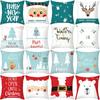 Nordic Style Christmas Pillow Cover Cartoon Print Santa Claus Cushion Cover Sofa Peach Skin Pillow Cover