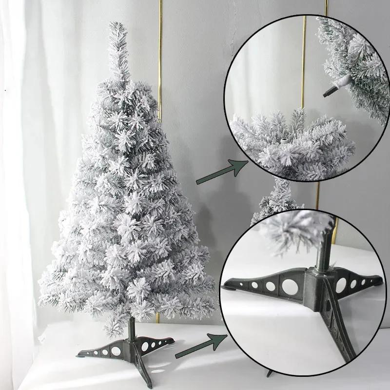White Christmas Tree with Tree Skirt PVC Simulation Snow Flocked Encrypt Christmas Tree Christmas Party Decorations with Snow
