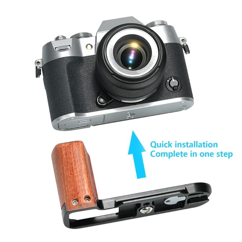 Impugnatura a L per Fotocamera X T50, Piastra a sgancio rapido Manico in Legno di Pero per Tutti i Generi Scena
