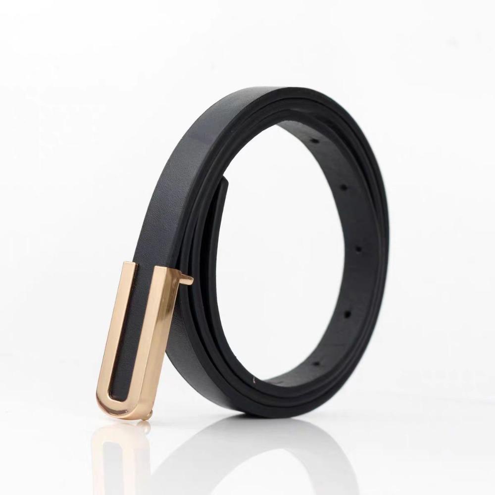 Retro Metal U Buckle Waistband Leather Material Trouser Dress Belts Leather Belt Dress Accessory чёрный