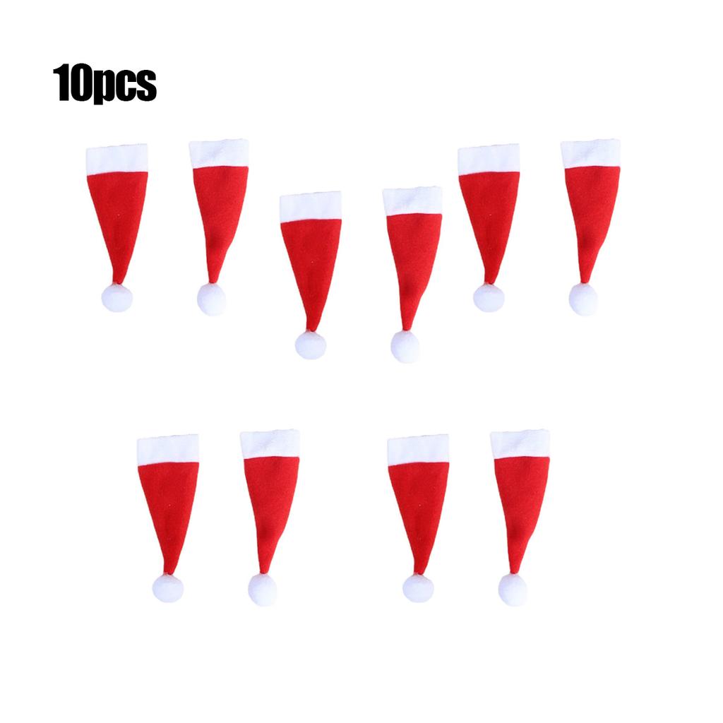10pcs-Christmas Hat Gift Decorate Tableware Bag Knife and Fork Cover Home Decor Portable Merry Christmas Gift cap