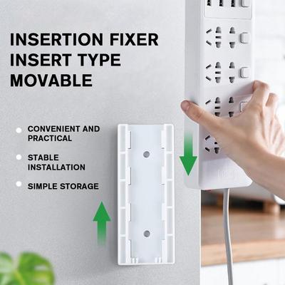 Power Socket Strip Holder Wall-Mounted Self-Adhesive Punch-Free Socket Holder for Kitchen Home Office Wire Organization E5N3
