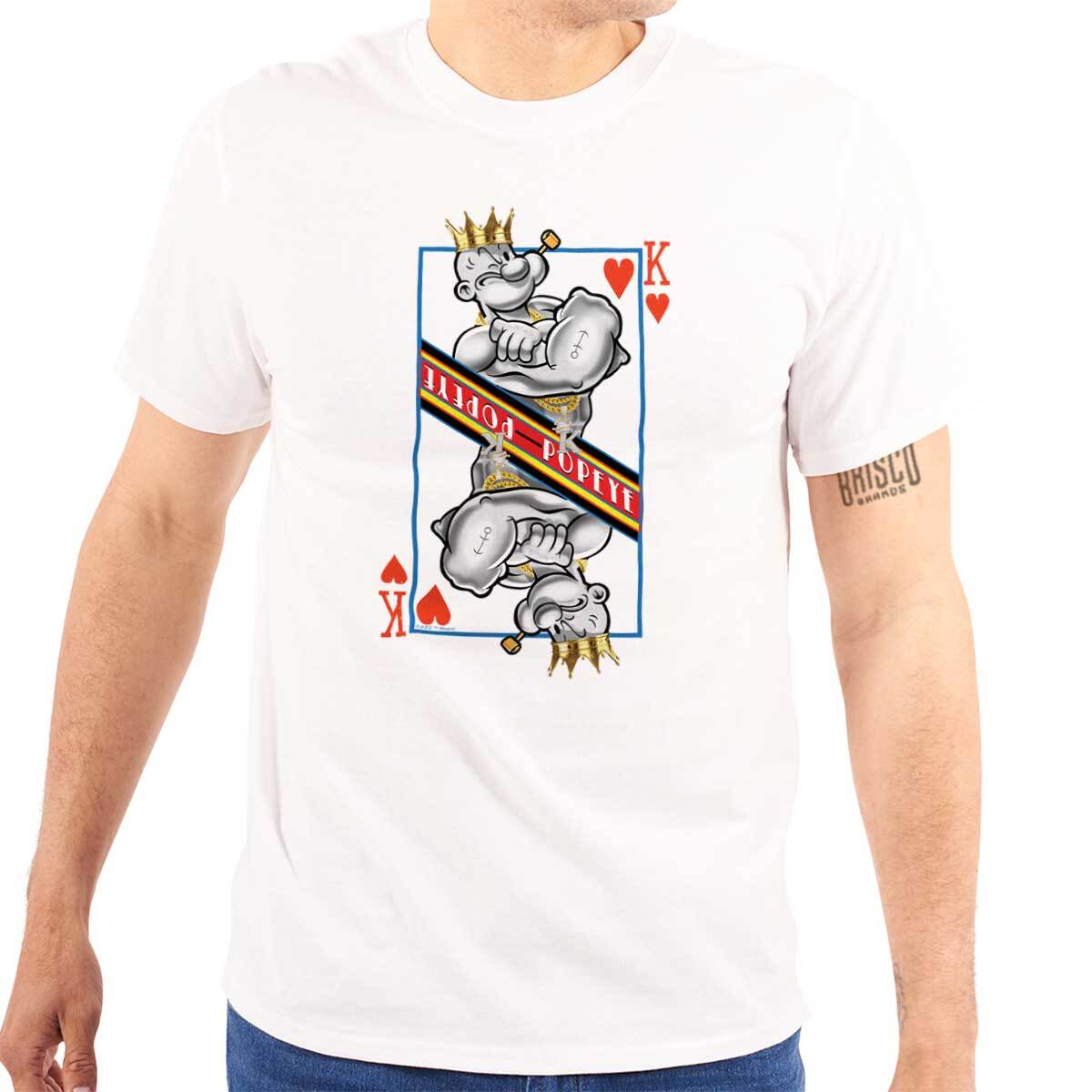 Popeye the Sailor Man King of Hearts Card Womens or Mens Crewneck T Shirt Tee S разноцветный