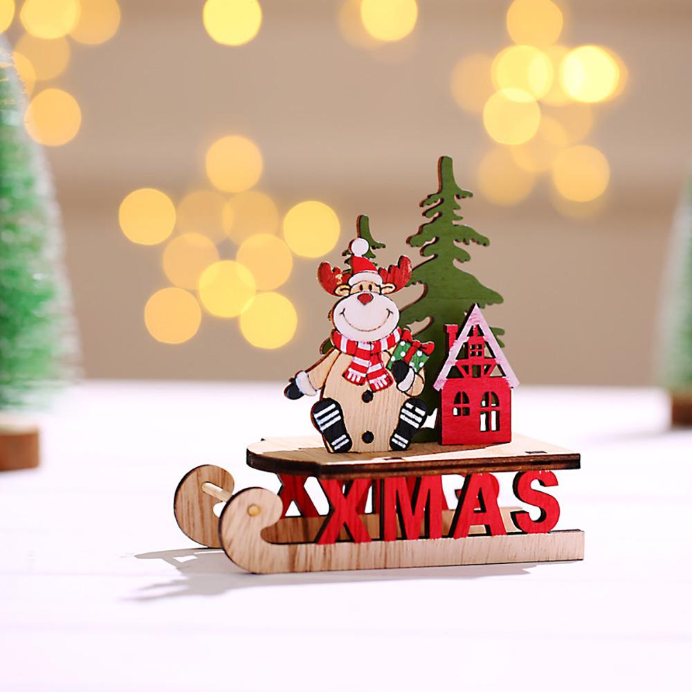 Runtowo 1Pc Christmas Wooden Sleigh Santa Claus Snowman Elk Decoration Sleigh Home Christmas DIY Decoration 2025 Christmas Gift