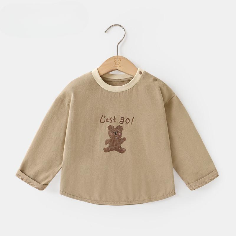 

Весна и осень, новая детская повседневная универсальная базовая футболка с длинными рукавами 120cm хаки