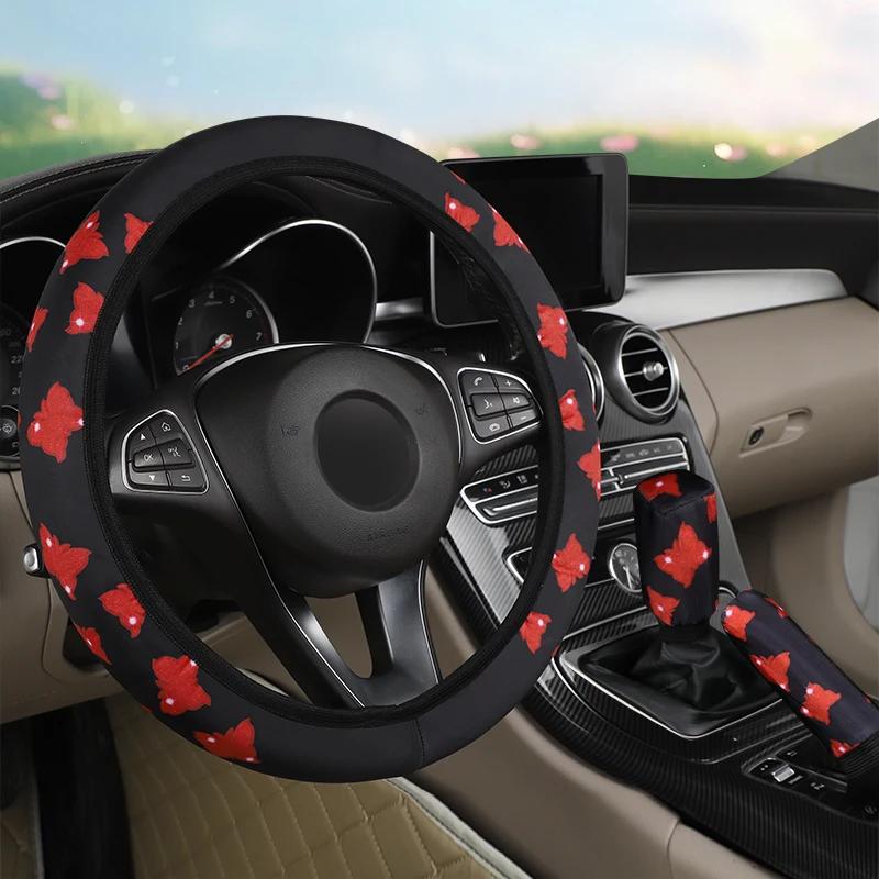 NEW Car steering wheel cover without inner ring, butterfly car interior steering wheel handle cover, handbrake gear shift cover