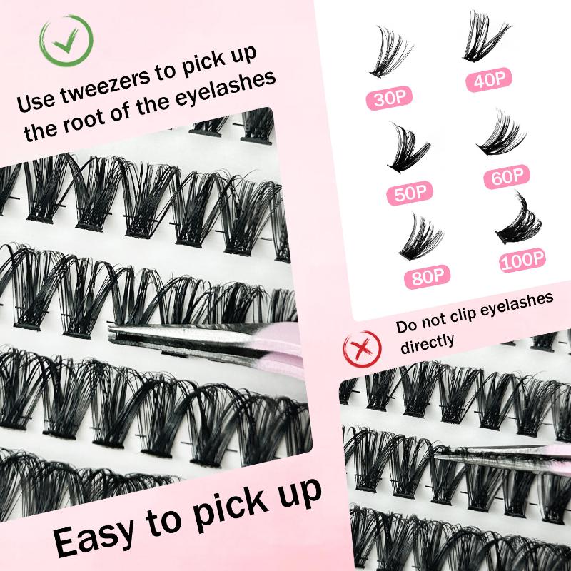 570 ks 30D/40D/50D/60D Jednotlivé řasy Klastry Prodlužování Umělé řasy DIY Doma Prodlužování řas v klastrech Make-up