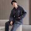 Pajamas Men's Winter 1011 New Three-layer Thickened Fleece Padded Cotton Autumn and Winter Middle-aged Dad Large Size Winter Loungewear