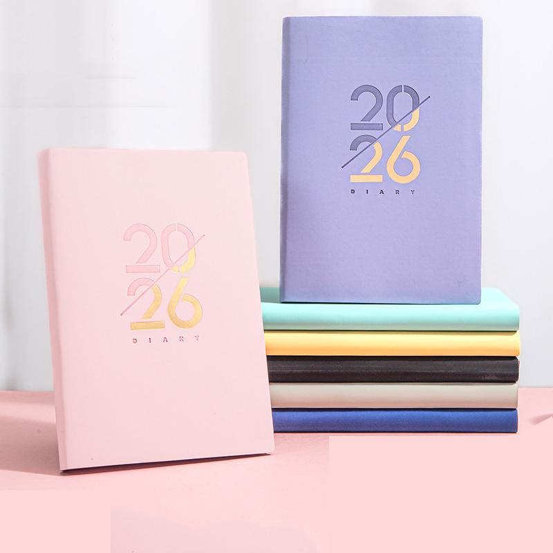 2026 Custom Printed Paper Classic Design Business Agenda Top Pu Leather Diary Hardcover Journal Planner Notebook with Pocket