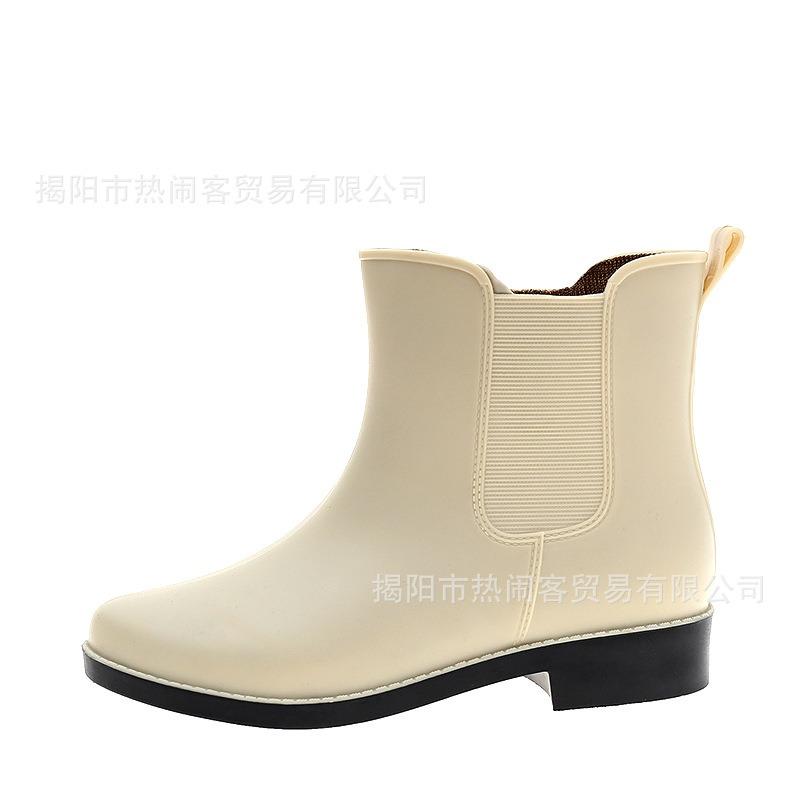 British outdoor women's rain shoes non-slip wading shoes medium tube rain boots home waterproof cleaning rubber shoes cotton warm women's shoes