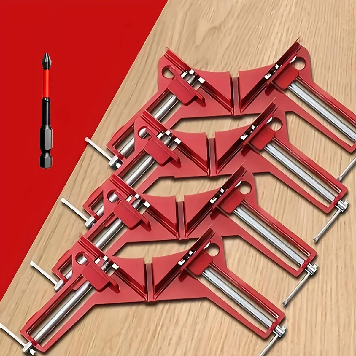 

4PCS 90 Degree Right Angle Clamp Reinforced Aluminum Alloy Corner Clamp Quick Fixation for Woodworking and Glass Aquarium Projects Multifunctional DIY