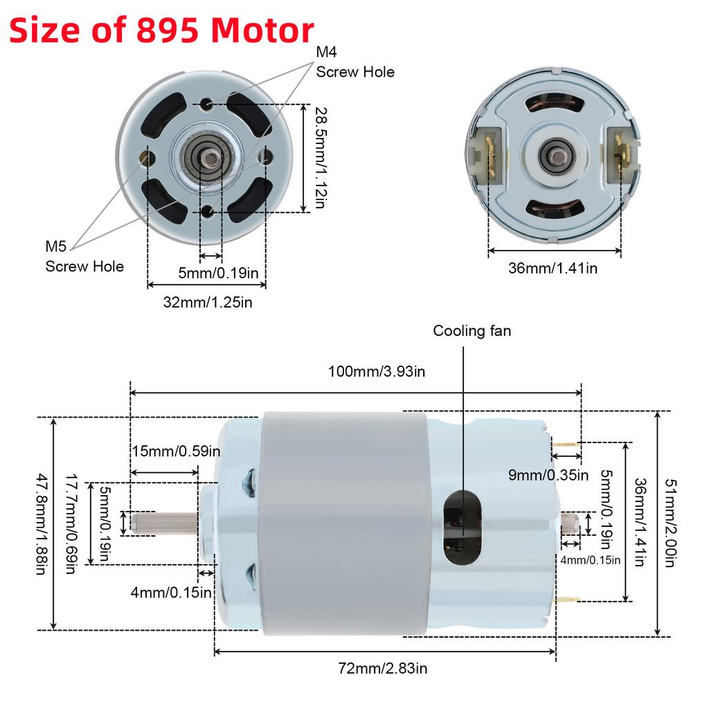 795 895 DC Motor 12 /24V 3000-12000RPM Yüksek Torklu Elektrik Motoru Elektrikli Alet/Kendin Yap Küçük Matkap için Çift Bilyalı Rulmanlı